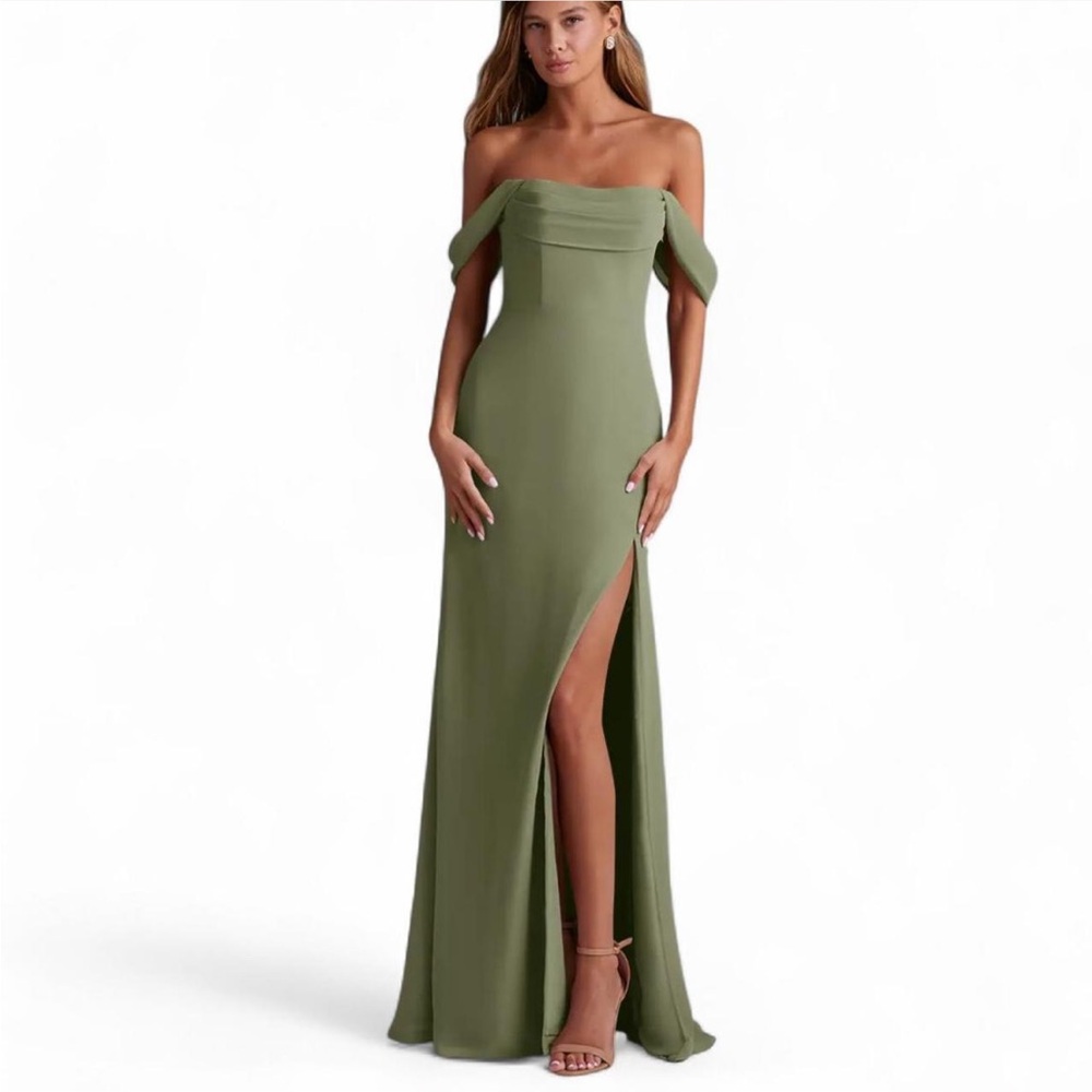 Azazie green maxi dress